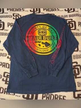 MAUI BUILT COUNTY OF MAUI SZ LARGE DARK BLUE LONG SLEEVE SHIRT / TEE Preowned
